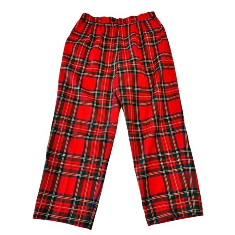 Vintage Womens Plaid Pants cropped Punk Holiday‎ Red Preswick & Moore 12 Tartan